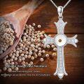 wholesale 925 Sterling Silver Cross with Pearl and Yellow Stone Pendant Necklace for Women Christian s-0-4
