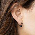 wholesale 925 Sterling Silver Viking Rune Black Huggie Hoop Earrings for Men & Women-0-3