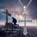 wholesale 925 Sterling Silver Filigree Cross Pendant Necklace with Black Onyx Gemstone for Men & Women-0-5