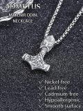 wholesale 925 Sterling Silver Viking Thor's Hammer Pendant Necklace w/ 24 Rolo Chain for Men-0-4