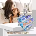 wholesale 925 Sterling Silver Blue Crystal Heart MOM Pendant Necklaces Wholesale for Mother's Day Gifts-0-1