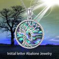 TOUPOP Sterling Silver Abalone Shell J Family Tree Of Life Necklace-0-1