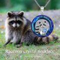 wholesale 925 Sterling Silver Blue Crystal Raccoon Heart Pendant Necklace-0-4