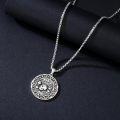 wholesale 925 Sterling Silver Skull Pendant with Hourglass and Candle Charm on Beaded Chain - Memento Mori Design-0-1