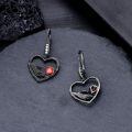 wholesale 925 Sterling Silver Blackened Skeleton Hand with Red Crystal Heart Gothic Drop Earrings Gift for Her-0-4