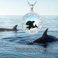 wholesale 925 Sterling Silver Blue Agate Dolphin Pendant Necklace for Women Girls s 45cm Chain Length-0-1