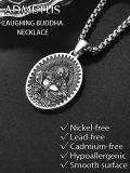 wholesale 925 Sterling Silver Laughing Buddha Pendant Necklace - Mens Protection Jewelry with 3+2 Extender Chain-0-4