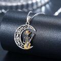 wholesale 925 Sterling Silver Crescent Moon Guitar Skeleton Pendant Necklace - Gothic s-0-1