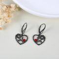 wholesale 925 Sterling Silver Red Heart & Black Rose Infinity Dangle Earrings  for Women-0-2