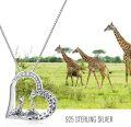wholesale 925 Sterling Silver Giraffe Heart Pendant Necklace for Women Summer Beach Jewelry Animal Charm Necklace-0-3