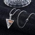 wholesale 925 Sterling Silver Triangular Viking Pendant with Tiger's Eye Stone and Intricate Knotwork Design-0-1
