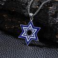 wholesale 925 Sterling Silver Blue Enamel Star of David Pendant Necklace  for Men & Women-0-4