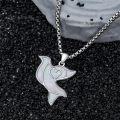 wholesale 925 Sterling Silver White Fire Opal Heart Dove Pendant Necklace for Women Girls Gift-0-4