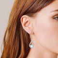 wholesale 925 Sterling Silver Teardrop Moonstone Star Drop Earrings Hooks for Women-0-1
