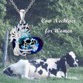 wholesale TOUPOP Cow Necklace S925 Sterling Silver Tree Of Life Necklaces With Blue Circle Crystal Cow Lovers Gifts Birthday Jewelry Gifts For Women Girls -0-3