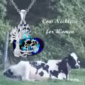 TOUPOP Sterling Silver Blue Crystal Tree Of Life Cow Necklace Jewelry Gifts-0-3