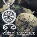 wholesale 925 Sterling Silver Viking Compass Vegvisir Rune Talisman Norse Pendant Necklace  for Men-0-4