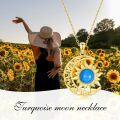 wholesale 925 Sterling Silver Gold Plated Natural Turquoise Moon Sun Necklace for Women-0-4