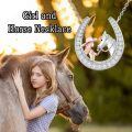 TOUPOP Sterling Silver Horseshoe Necklace with Stone Cowgirl Pendant-0-4