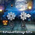 wholesale 925 Sterling Silver Spider Web Stud Earrings with Black Spiders and Crystals-0-4