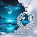 wholesale Sterling Silver Garnet Crescent Moon Star Necklace for Mom Daughter Wife Girlfriend Celtic Jewelry Gift-0-30