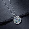 wholesale 925 Sterling Silver Tree of Life Round Pendant with Abalone Shell Inlay and Arabic Calligraphy for Men Women - Islamic Muslim s-0-3