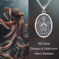wholesale 925 Sterling Silver Octopus Pendant Necklace Vintage Celtic Knot Oxidized Finish Box Chain-0-5