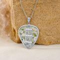 wholesale 925 Sterling Silver Green Moss Agate Guitar Pick Shaped Pendant Necklace s for Women-0-1