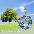 wholesale 925 Sterling Silver Abalone Shell Crystal Tree of Life Pendant Necklace for Women-0-4