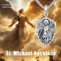 wholesale 925 Sterling Silver Archangel St. Michael Protect Us Pendant Shield Necklace-0-5