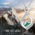 wholesale 925 Sterling Silver Abalone Shell Mountain Design with Yellow Stone and Cubic Zirconia Pendant Necklace for Women (18+2) - Christian -0-4