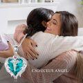 wholesale Sterling Silver Austrian Crystal Caduceus Angel Wing Heart Nurse Necklace-0-29