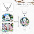 wholesale 925 Sterling Silver & Abalone Shell Baseball Pendant Necklace for Men - Hypoallergenic Sports Jewelry Gift-0-4
