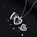 wholesale S925 Sterling Silver Tree of Life Floating Locket Necklace with DIY Birthstones Set – Heart Charm Pendant, Double-Sided Glass, Adjustable Chain, Hypoallergenic, Gift Box Included-0-1