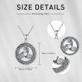 wholesale 925 Sterling Silver Round Celtic Spiral Moonstone Pendant Necklace-0-4