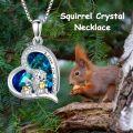 wholesale 925 Sterling Silver Heart-Shaped Blue Crystal Chipmunk Love Forever Pendant Necklace-0-3