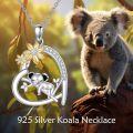 wholesale 925 Sterling Silver 925 Koala & Flowers Crescent Moon Pendant Necklace Gift for Her-0-4