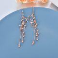 wholesale Rose Gold 925 Sterling Silver Star Drop Threader Earrings with Beaded Chains for Women and Teenagers - Hypoallergenic Jewelry-0-3
