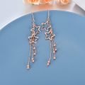 wholesale Rose Gold 925 Sterling Silver Star Drop Threader Earrings with Beaded Chains for Women and Teenagers - Hypoallergenic Jewelry-0-3