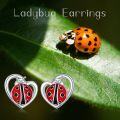wholesale 925 Sterling Silver Ladybug Heart Stud Earrings for Girls and Women Gift Ideas-0-4
