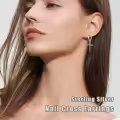 TOUPOP Sterling Silver & Stone Small Moon Cross Huggie Hoop Earrings-0-4