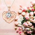 wholesale 14K Rose Gold Moissanite Flower Knot Pendant Necklace with Butterfly Charm for Women-0-4