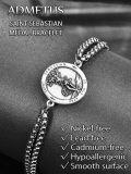 wholesale 925 Sterling Silver Saint Sebastian Pray for Us Charm Bracelet with Extender Chain - Mens Religious -0-4