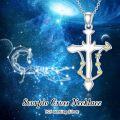 wholesale 925 Sterling Silver Libra Zodiac Star Sign Cross Pendant Necklace with Yellow Stones and Stars for Women Girls  (Libra)-0-2