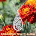 wholesale 925 Sterling Silver Floral Tear Drop Keepsake Pendant Necklaces w/Funnel Set for Women's Memorial Jewelry-0-3