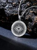 wholesale 925 Sterling Silver Evil Eye Yin Yang Compass Dog Tag Pendant Necklace  with 24 Chain-0-4