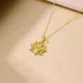 wholesale 14K Gold Lotus OM Flower Necklace with Crystal Pendant for Women and Girls Yoga Gift-0-3