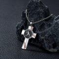 wholesale 925 Sterling Silver Baseball Cross Pendant Necklace with Red Stitching and Black Enamel Design - 3D Sports  for Men & Women-0-3