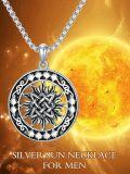 wholesale Celtic Sun Necklace For Men Women S925 Sterling Silver Viking Sun Pendant Necklace For Fathers Day Christmas Anniversary Birthday For Him Husband Boyfriend -0-6