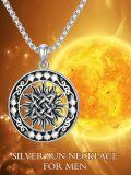 TOUPOP Sterling Silver Sun Pendant Necklace For Men Women-0-6